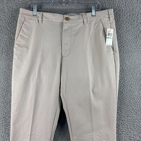 NEW Izod Performance Stretch Pants Mens 34 Tan Chino Trouser Flex Waist NWT $70 - Picture 3 of 16